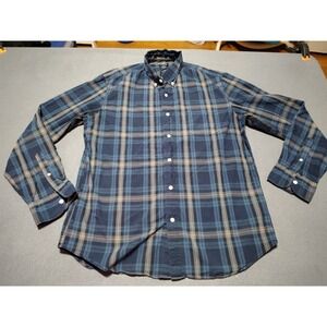 J. Crew Shirt Men L Slim Blue Plaid Work Country Long Sleeve Button Down Flex